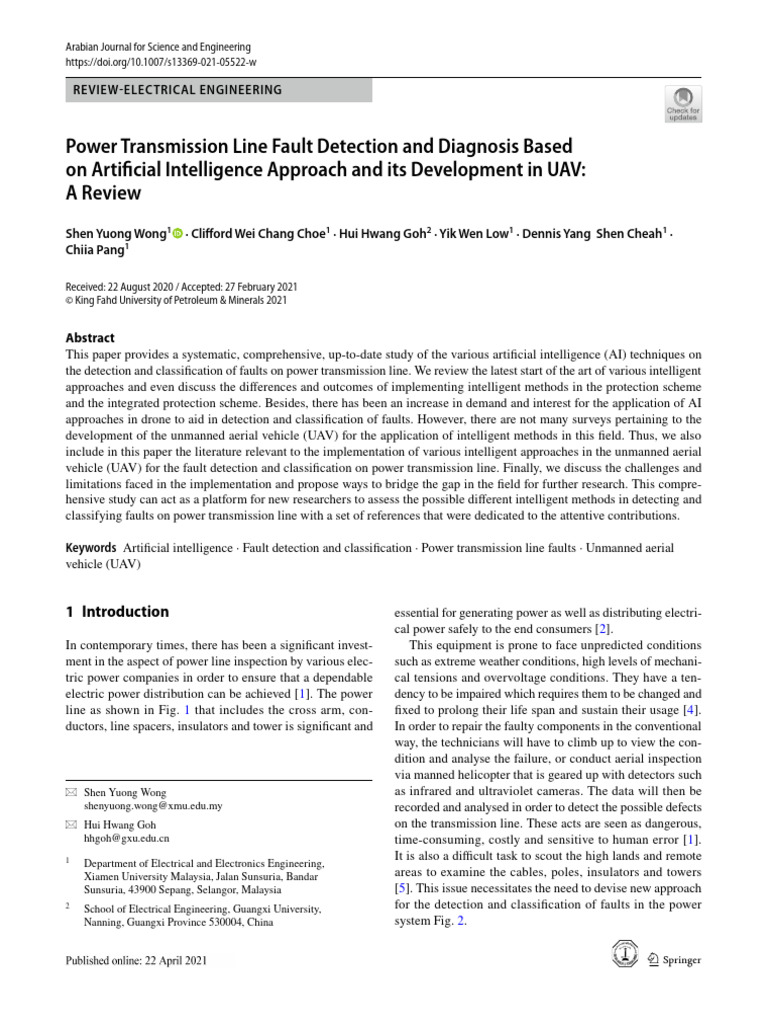 Power Transmission Line Fault Detection and Diagnosis Based On ...