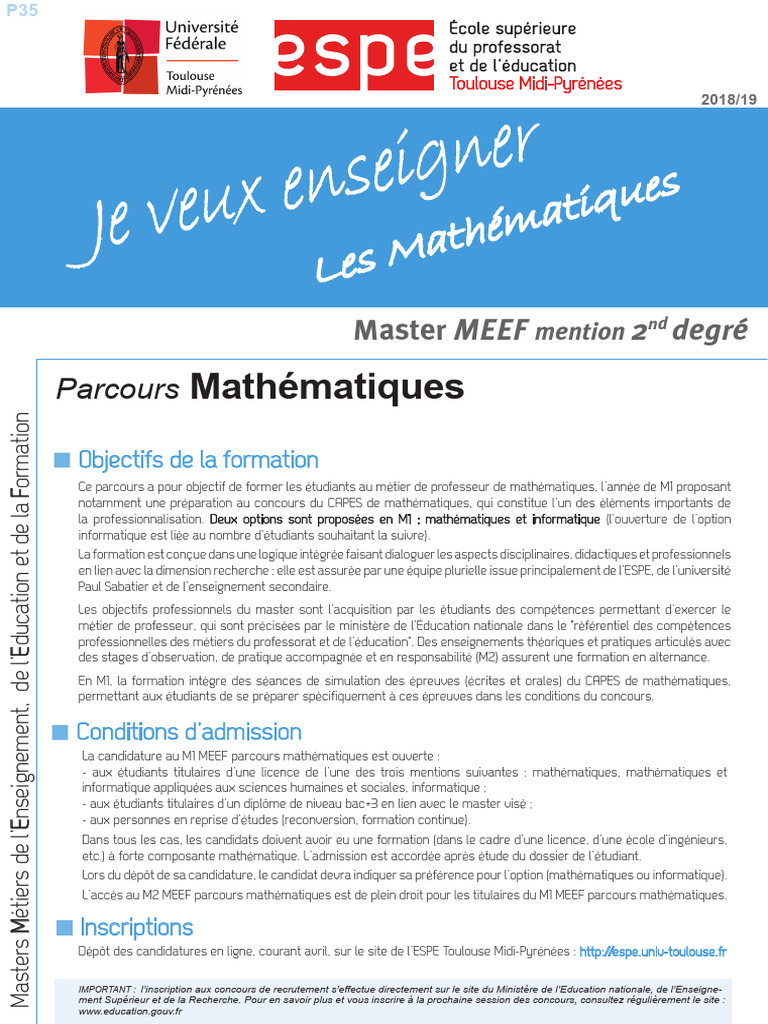 Master MEEF Mathématiques 2nd degré | PDF
