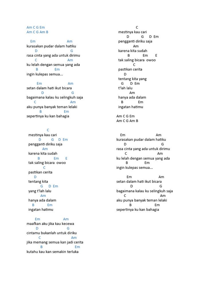 Chord dan Lirik Lagu Pudar | PDF