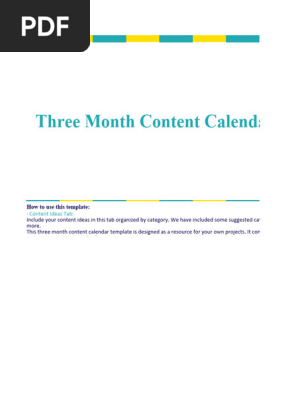 Three-Month Content Calendar Template