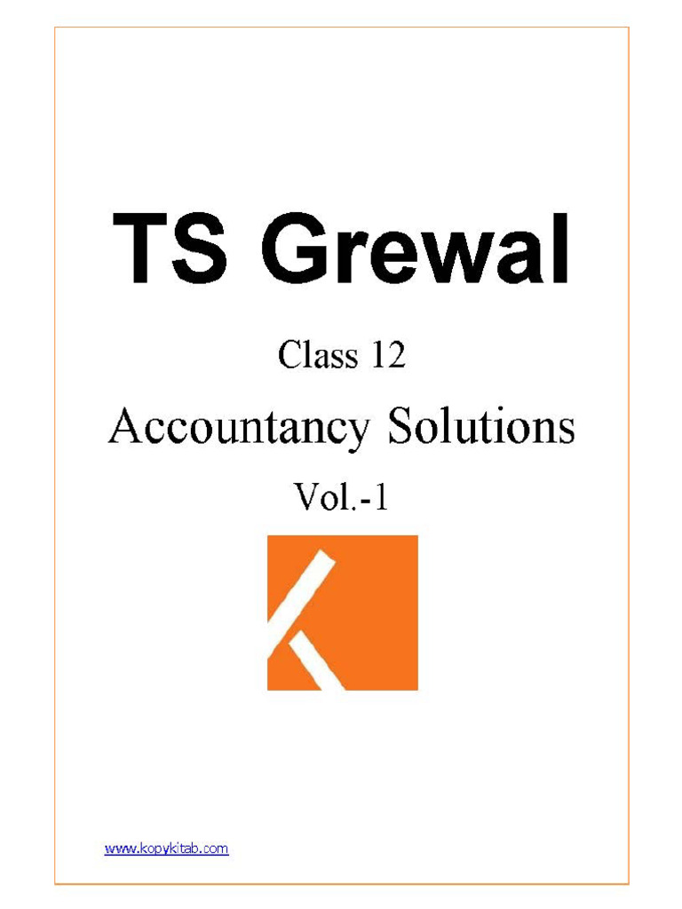 TS Grewal Class 12 Accountancy Solutions Vol 1 Chapter 1 | PDF