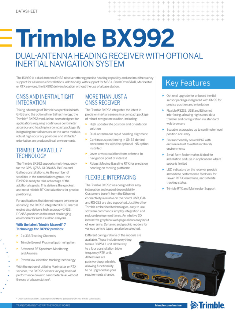 Trimble Marine bx992 Datasheet English PDF Inertial Navigation