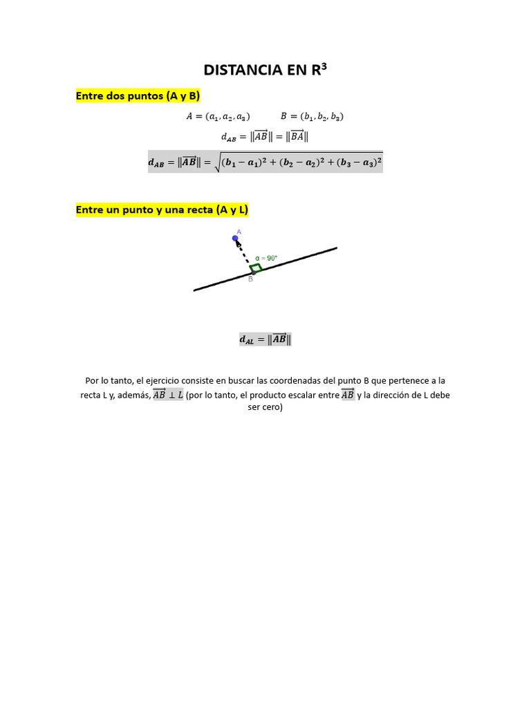 Distancias en R3: Puntos, Rectas y Planos | PDF