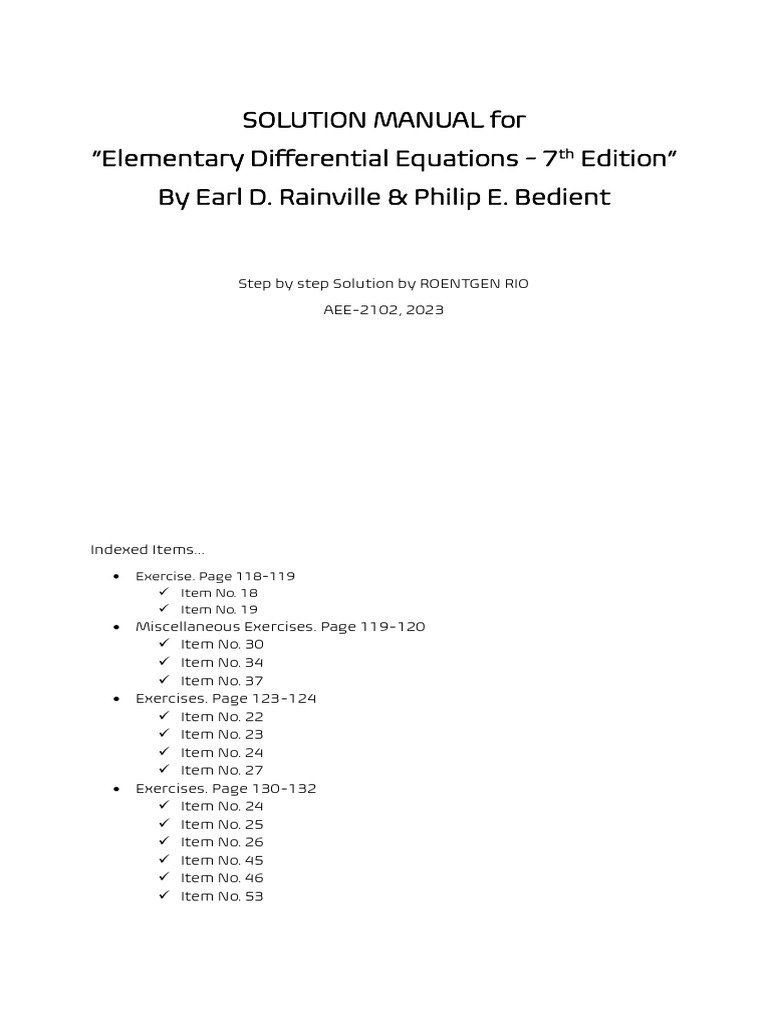 Differential Equations Solutions | PDF | Mathematical Objects | Equations