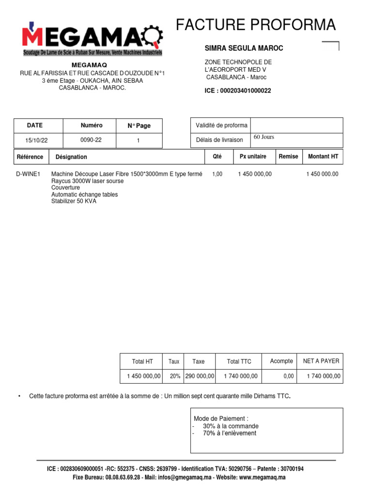Facture Proforma: Machine Laser | PDF