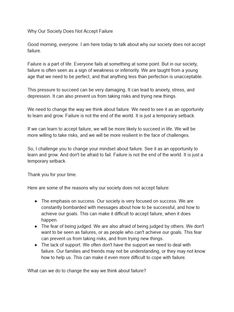 Speech On The Topic Why Our Society and The People of Society Don't ...