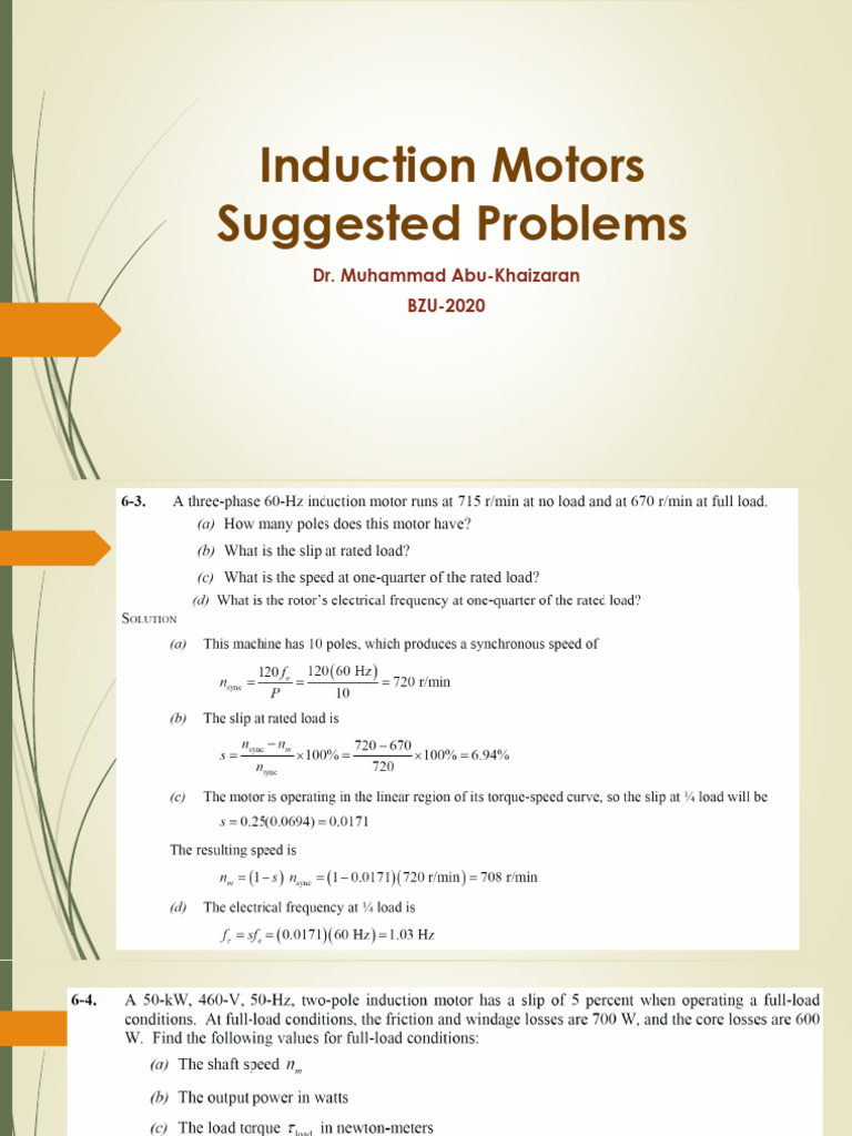 Induction Motors Suggested Problems PDF