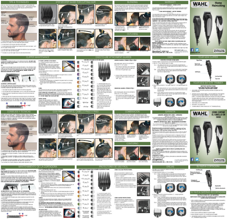 Wahl Clipper Hair Cutting Guide | PDF | Electrical Connector | Hair