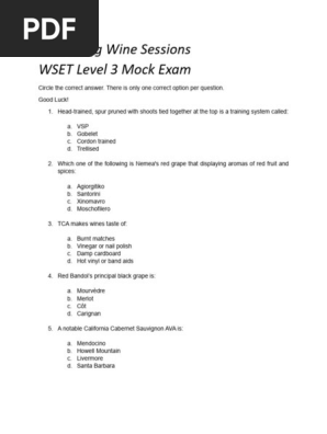 Wset Level 3 Mock Questions | PDF | Fermentation In