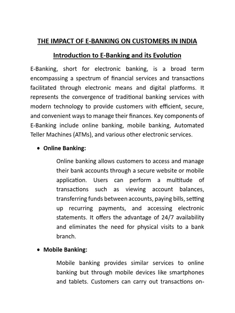 The Impact of E-Banking On Customers in India | PDF