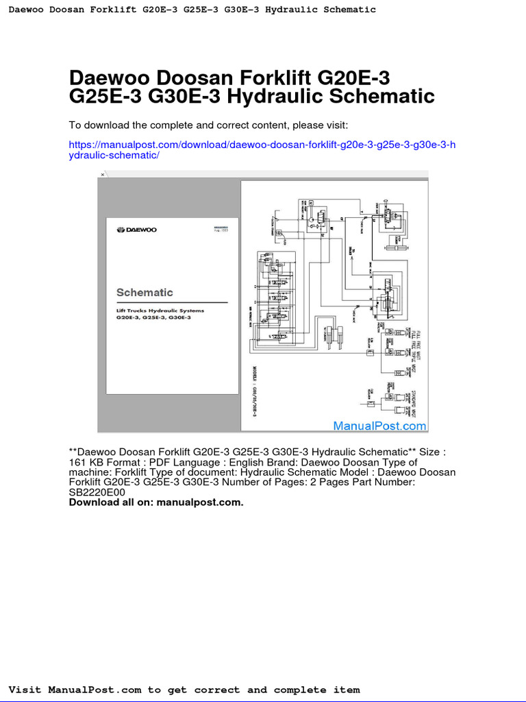 Daewoo Doosan Forklift G20e 3 G25e 3 G30e 3 Hydraulic Schematic PDF
