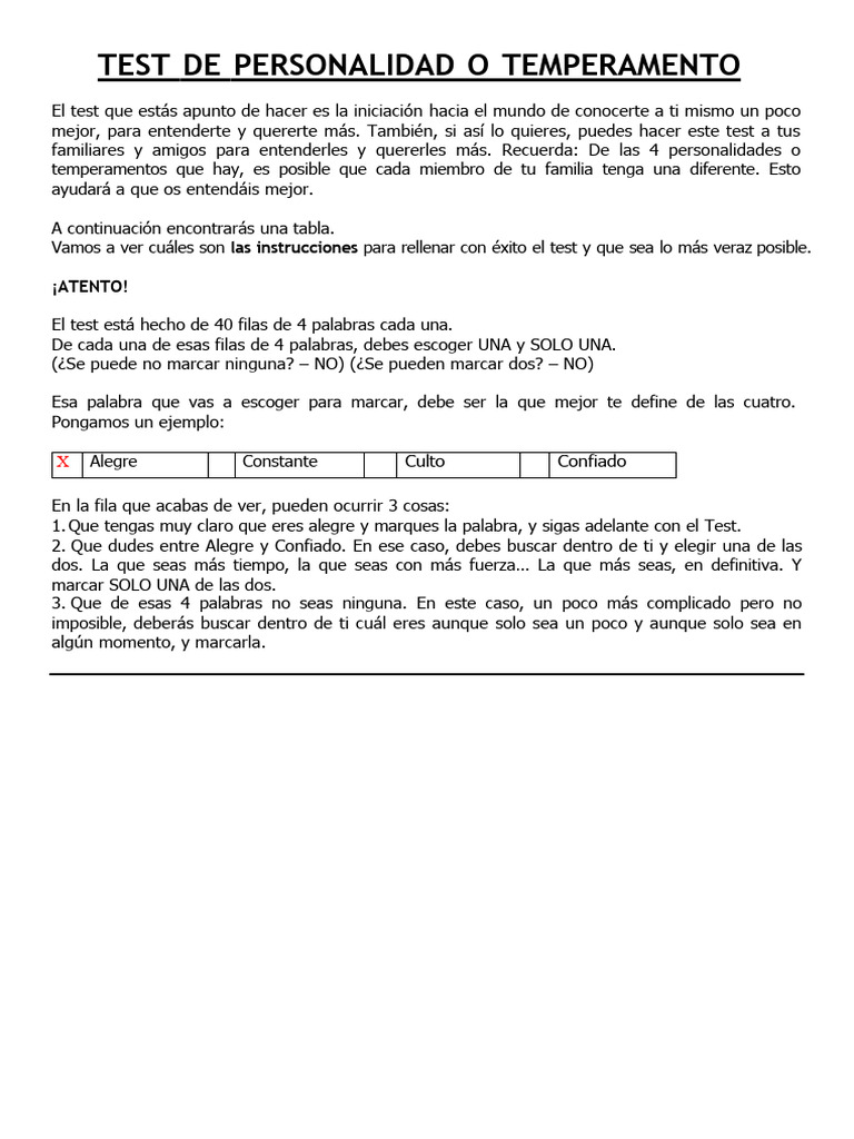Test De Personalidad Pdf
