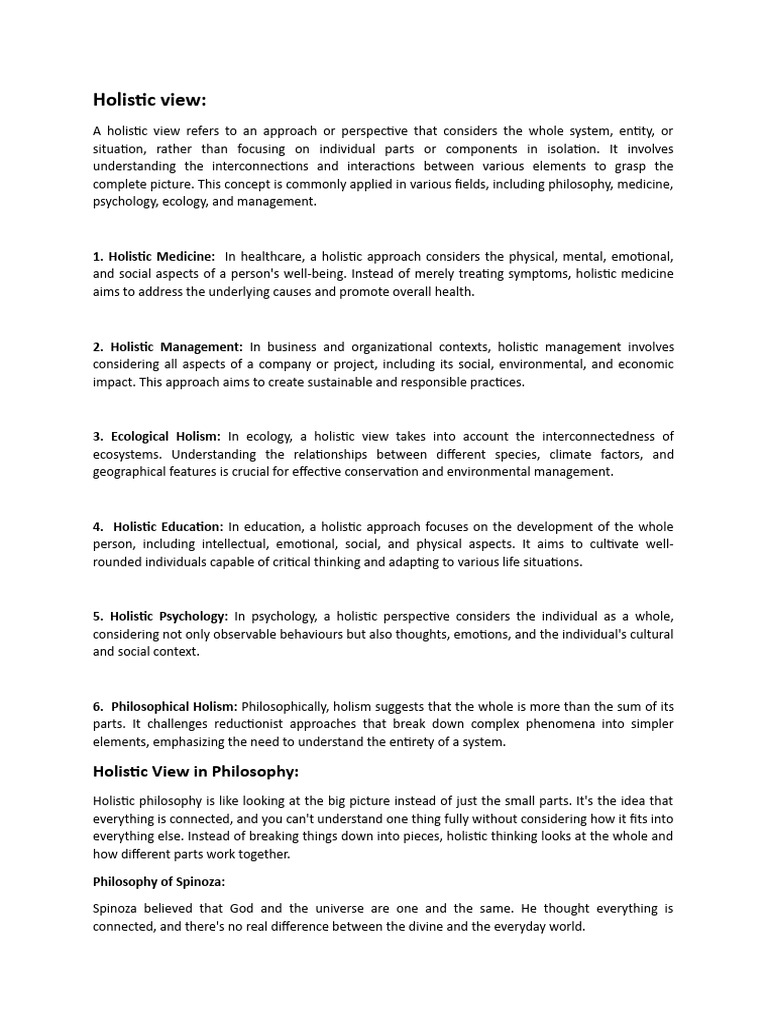 Holistic View Example