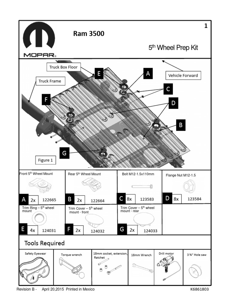 Dodge ram truck 2015 hitch plate prep parts diagram download free pdf