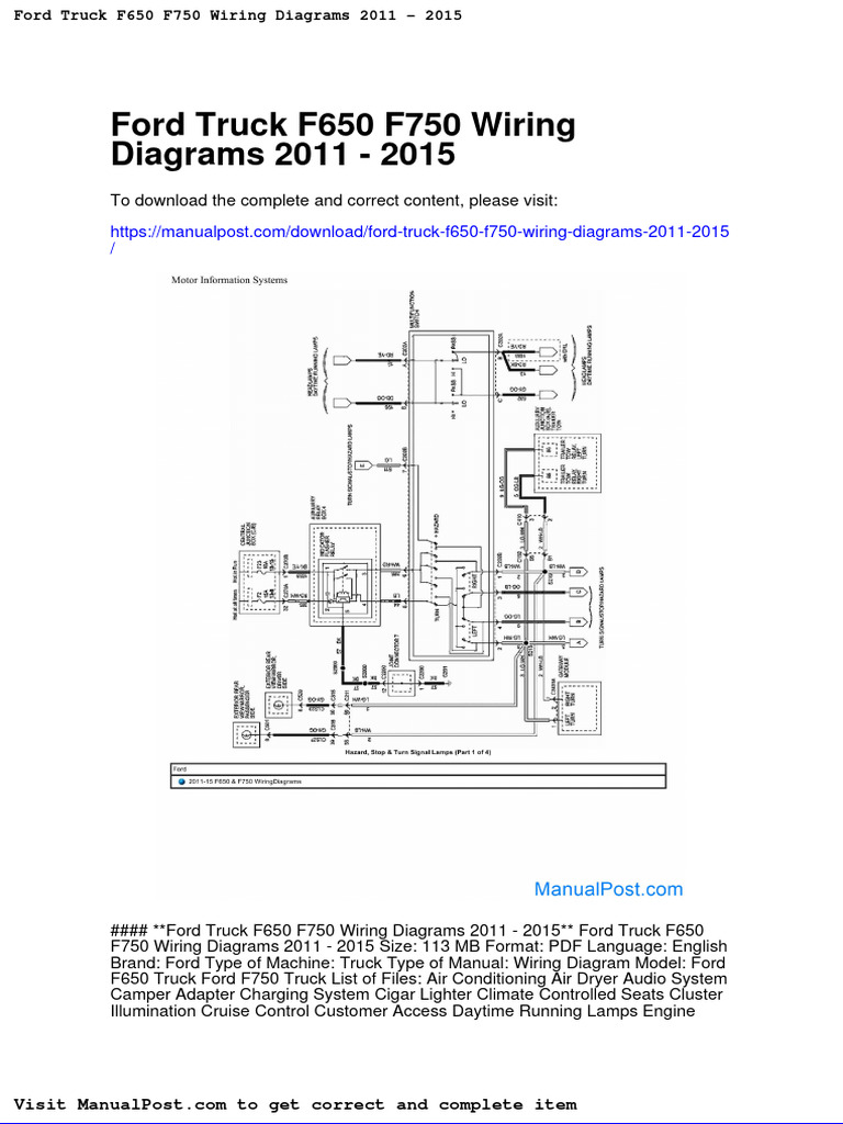 Ford Truck f650 f750 Wiring Diagrams 2011 2015 PDF Truck Ford