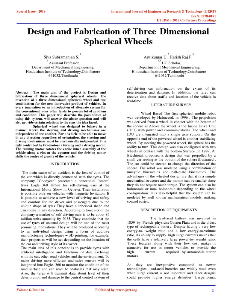 Design and Fabrication of Three Dimensional Spherical Wheels ...