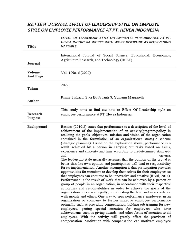 Leadership Style's Impact on Employee Performance | PDF | Leadership ...