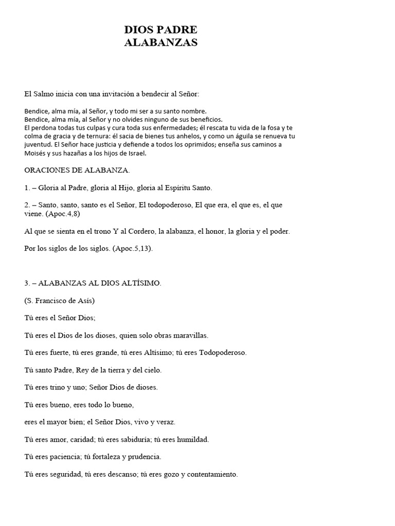 Alabanzas A Dios Pdf Eucaristía Amor