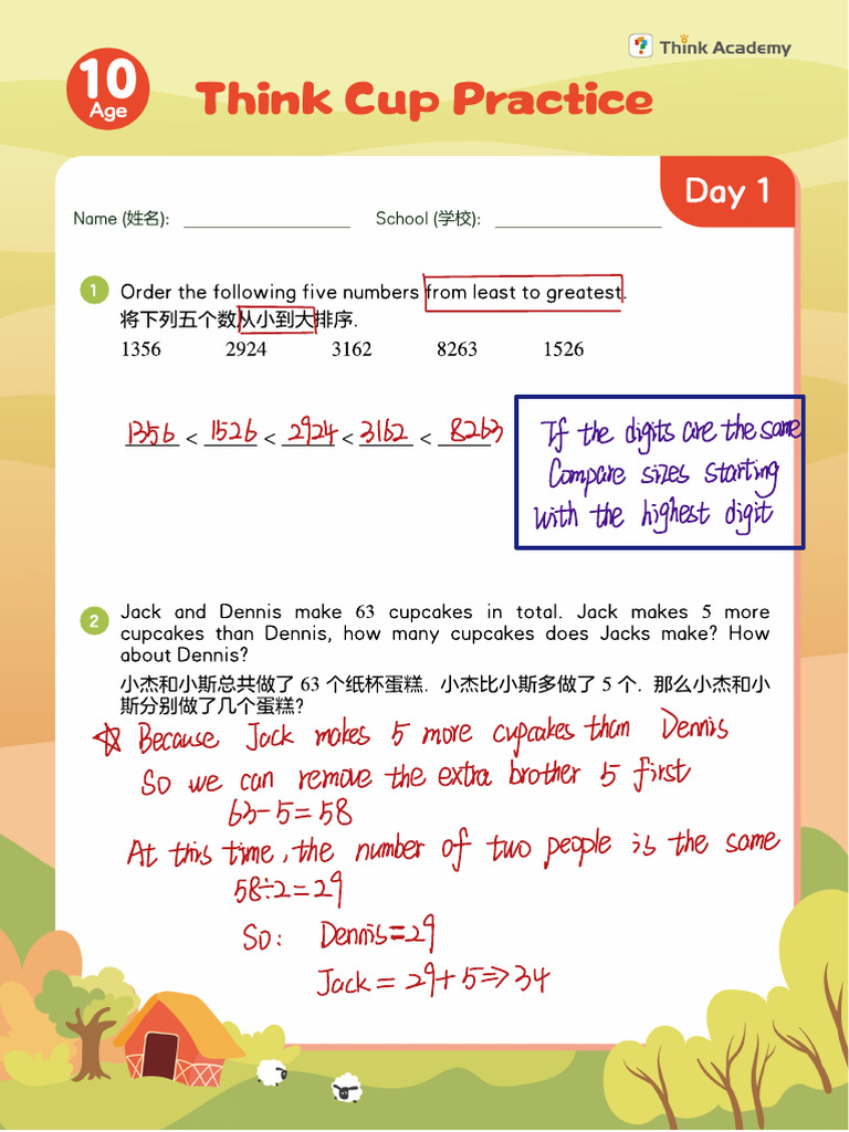 (Age 10) Day - 1 - Solution | PDF