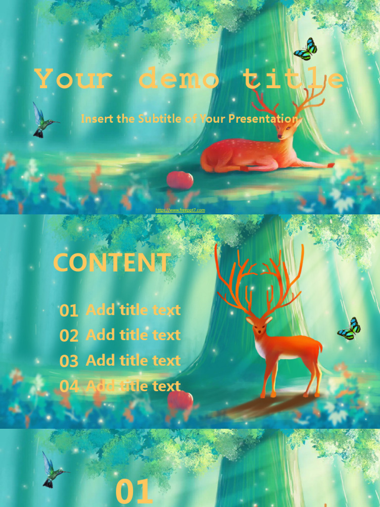 Fantasy Cartoon Animal PPT Template PDF