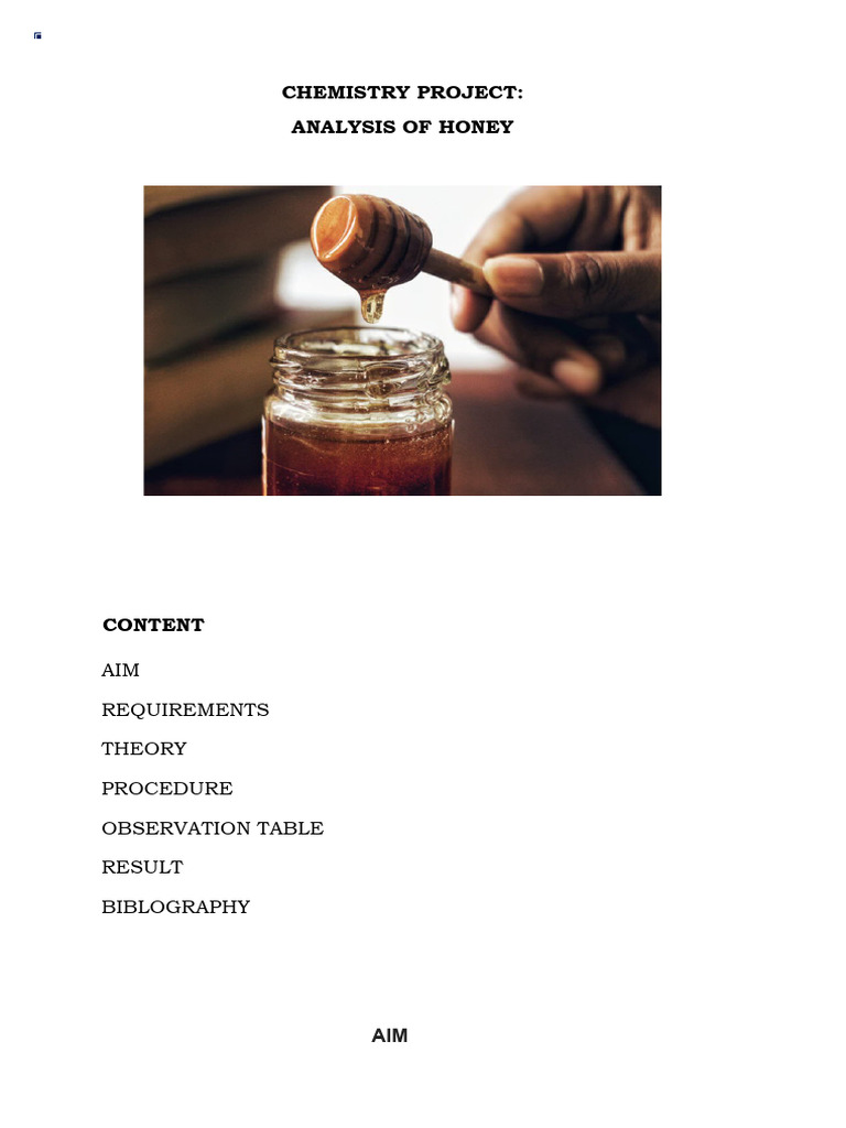 Chemistry Honey Analysis Project PDF Honey Sucrose