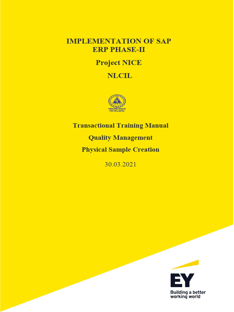 NICE QM Training: Physical Sample Creation | PDF | Software Engineering ...