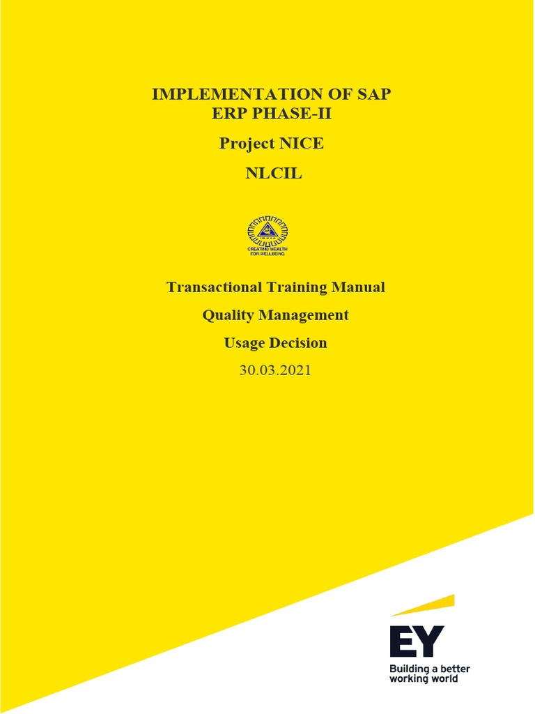 Project NICE - QM - TM - Usage Decision | PDF | Quality Management ...
