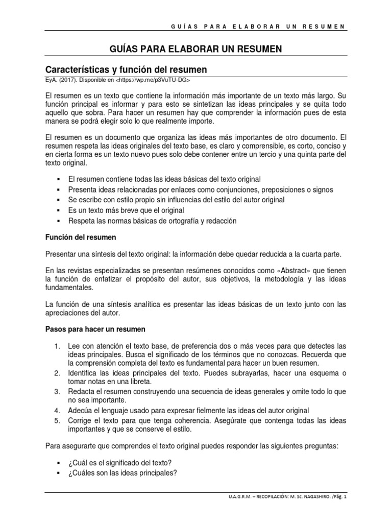 Guía para Elaborar un Resumen | PDF | Estudios de idiomas extranjeros