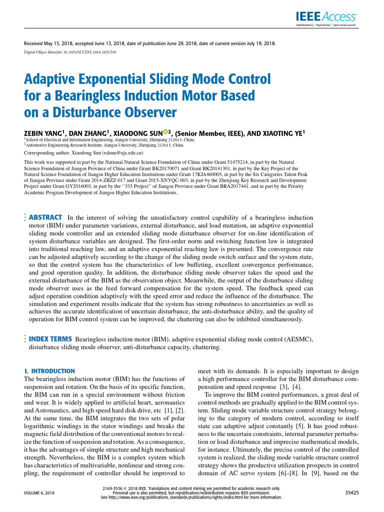 Adaptive Exponential Sliding Mode Control For A Bearingless Induction ...