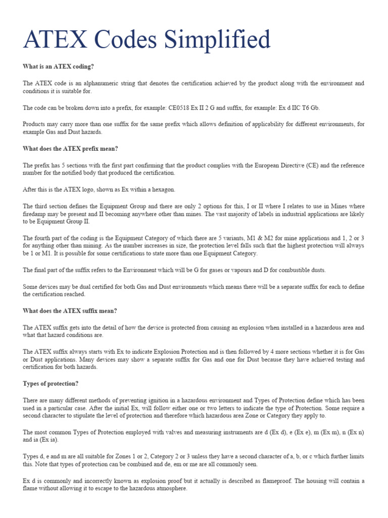 ATEX Codes Simplified | PDF