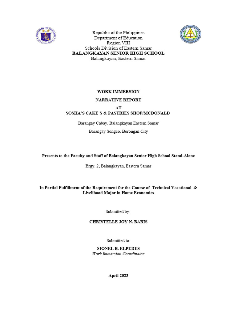 OJT Narrative Report at McDonald's | PDF | Mc Donald's | Hamburgers