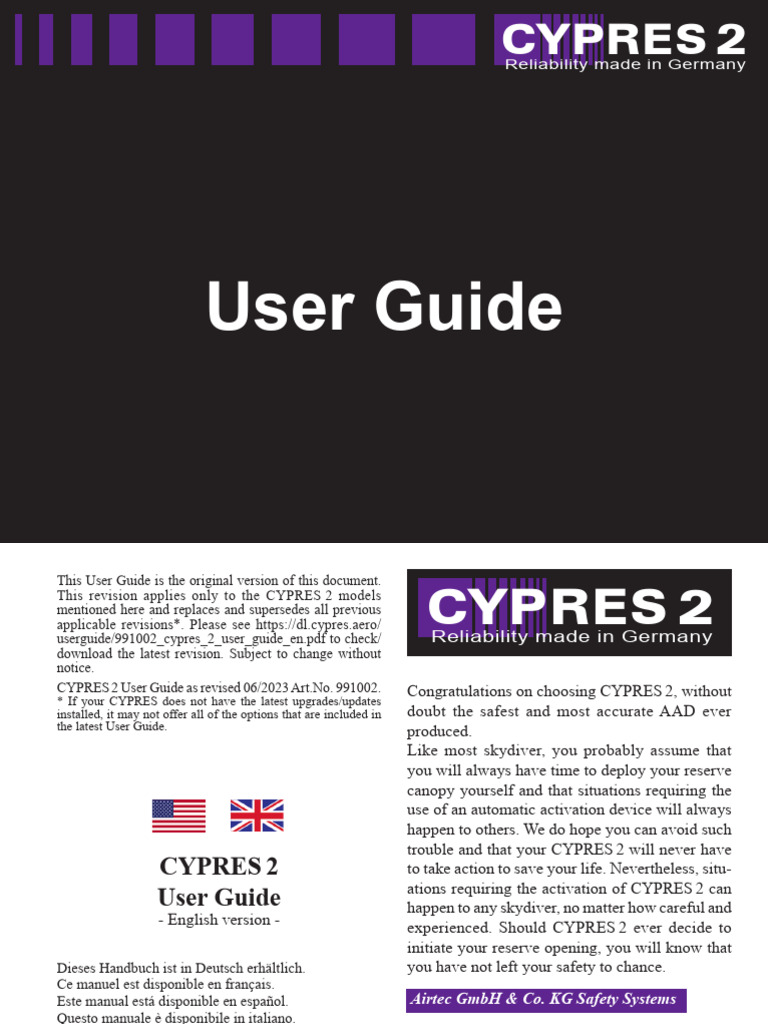 Cypres User Manual Pdf Parachute Parachuting