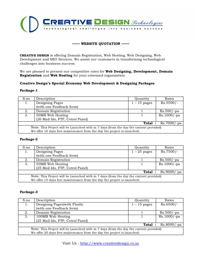 Website Development Quotation Sample | PDF | Business