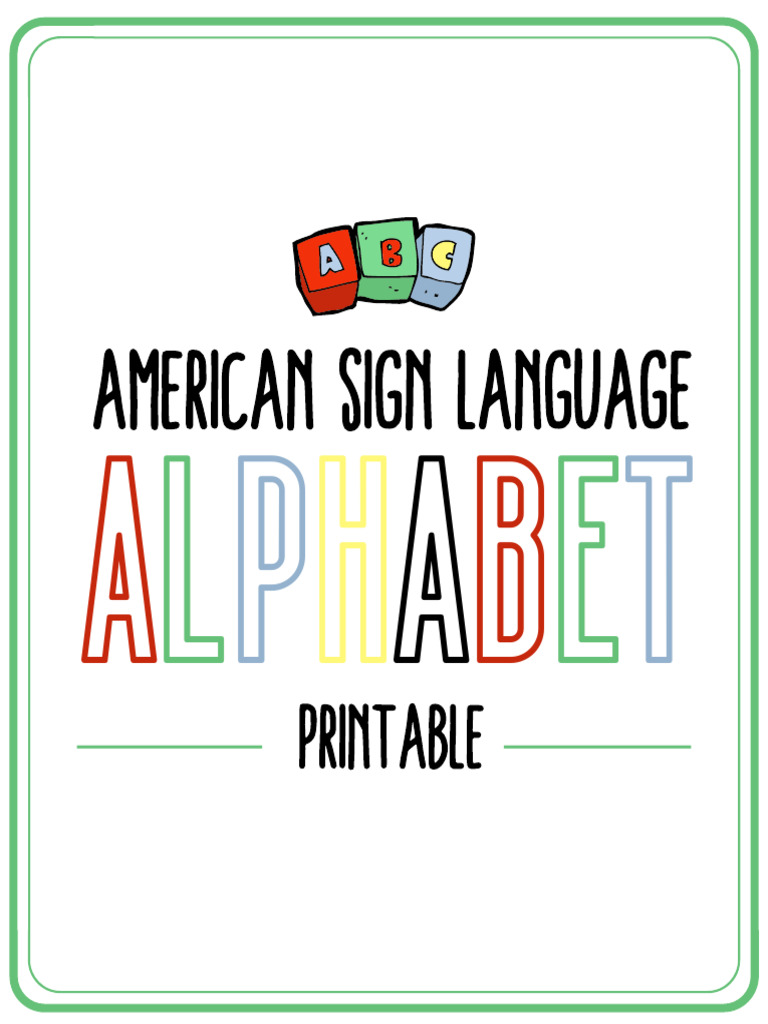 American Sign Language Printable PDF
