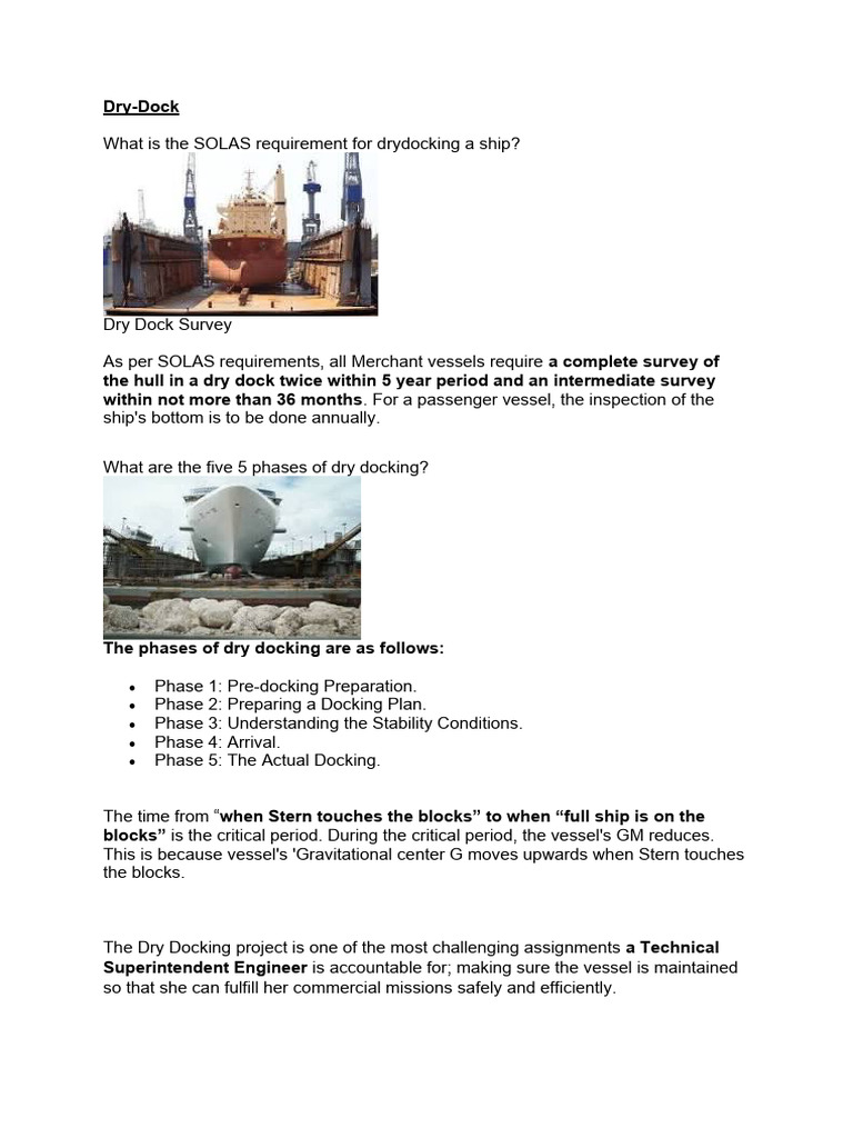 Dry Docking Procedures and Requirements | PDF