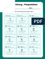 Lembar Kerja Matematika Penjumlahan Hijau Sederhana