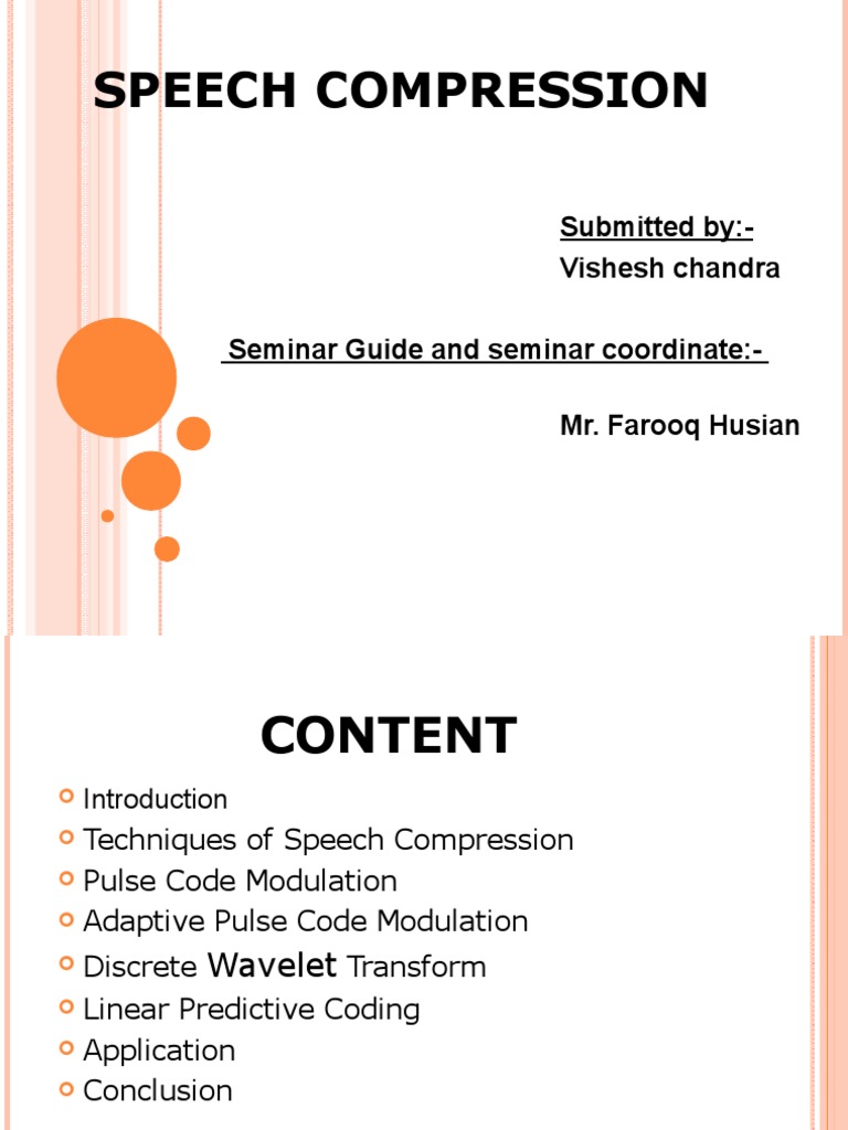 Speech Compression Techniques Guide | PDF | Business