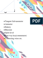 Apparatus: Tangent Galvanometer Ammeter Battery Rheostat Spirit Level Four Way Key (Commutator) Connecting Wires Etc