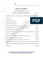 Cbse Test Paper-01: Science & Technology (Class-10) Chapter 16: Management of Natural Resources