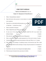 Cbse Test Paper-02: Science & Technology (Class-10) Chapter 16: Management of Natural Resources