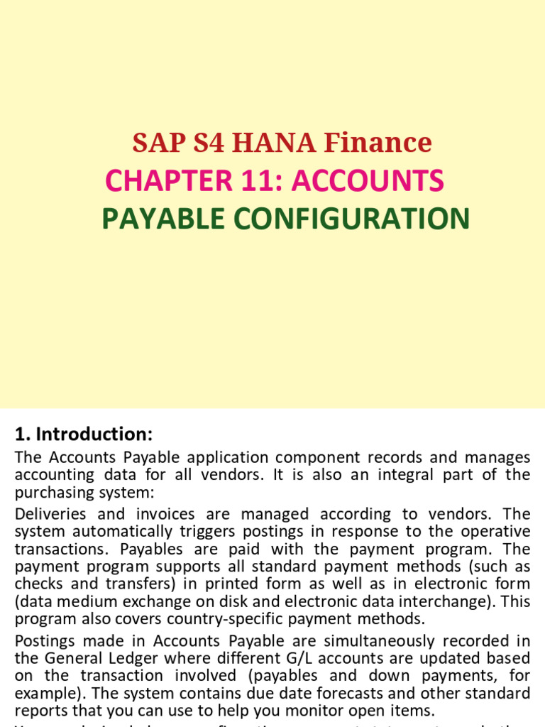 SAP S/4HANA Accounts Payable Setup Guide | PDF | Accounts Payable | Money