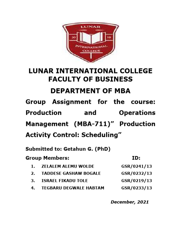 Production Activity Control - Scheduling | PDF