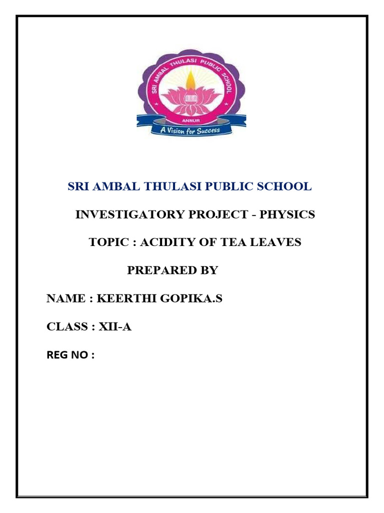 Chemistry Acidity of Tea Leaves PDF Tea Acid