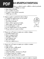 ESTUDAR Sujeito e Predicado - Exercícios