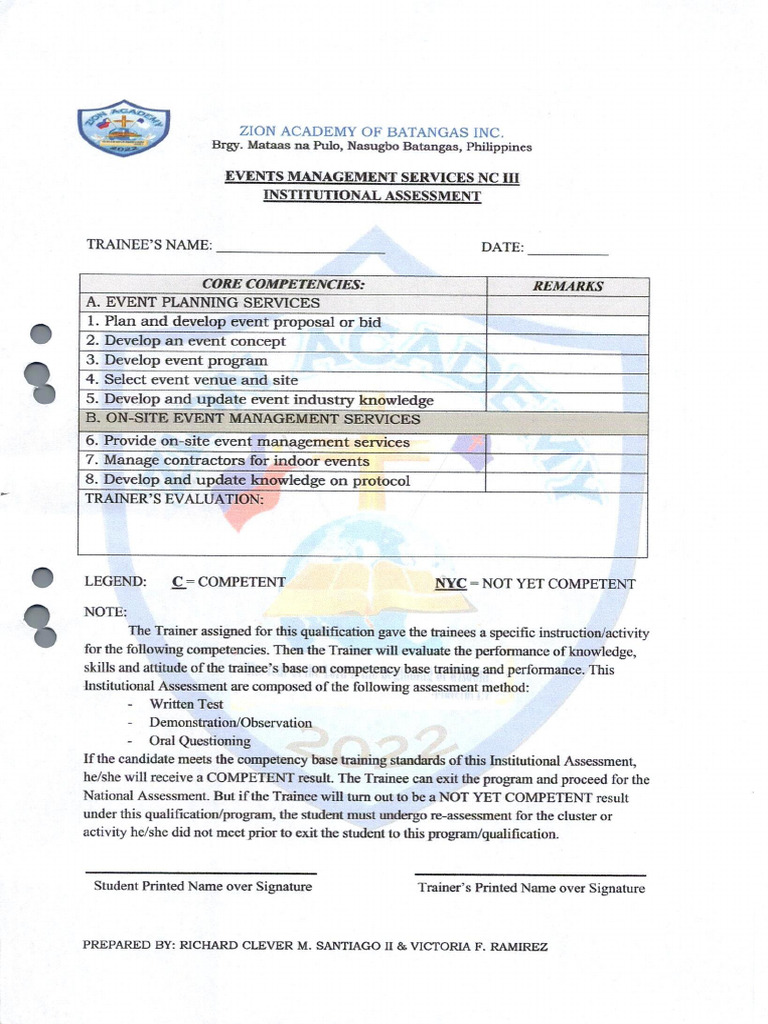 Institutional Assessment - 0001 | PDF