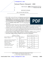 Indian National Physics Olympiad - 2020: Roll Number: 2 0