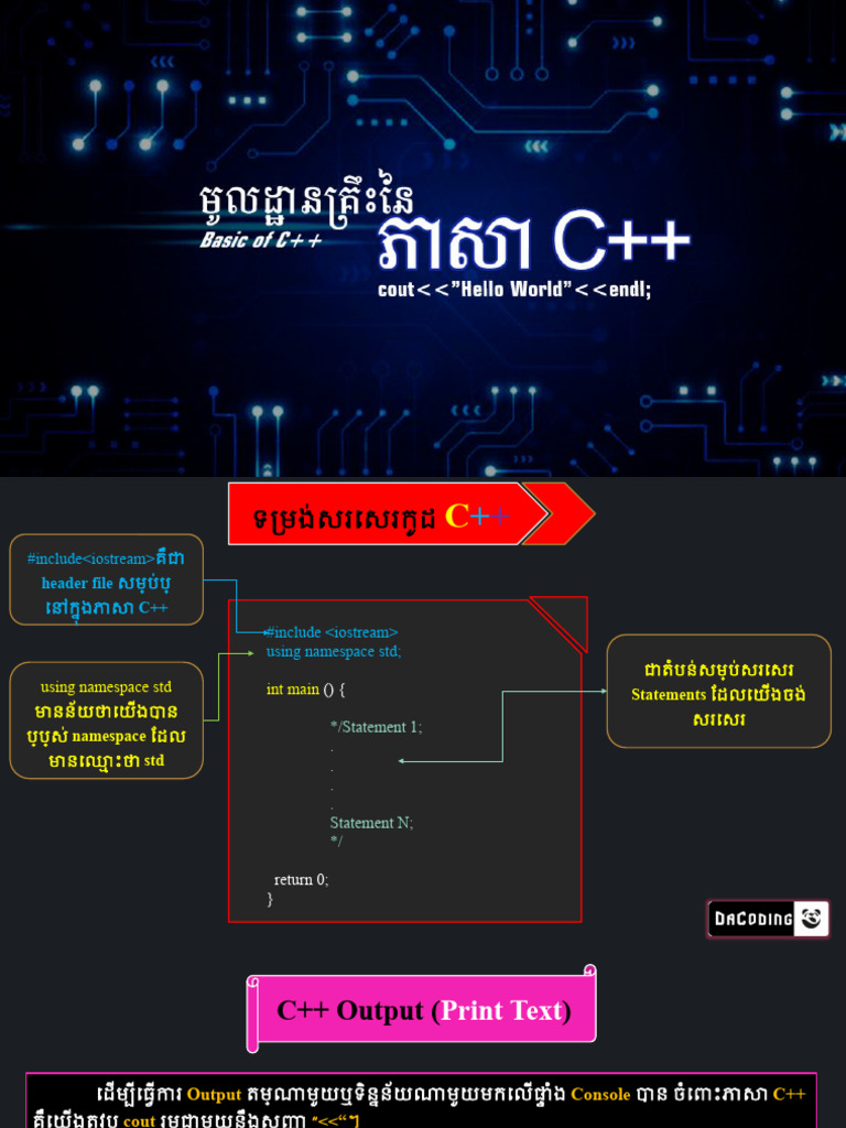 Syntax of C++ - DaCoding | PDF