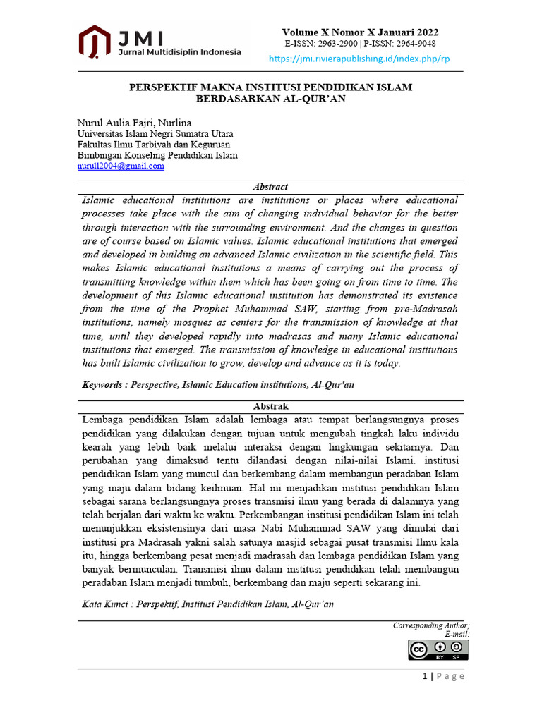Jurnal Institusi Pendidikan Islam | PDF