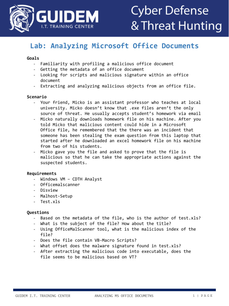 Analyzing Malicious Office Documents | PDF | Malware | Microsoft Excel