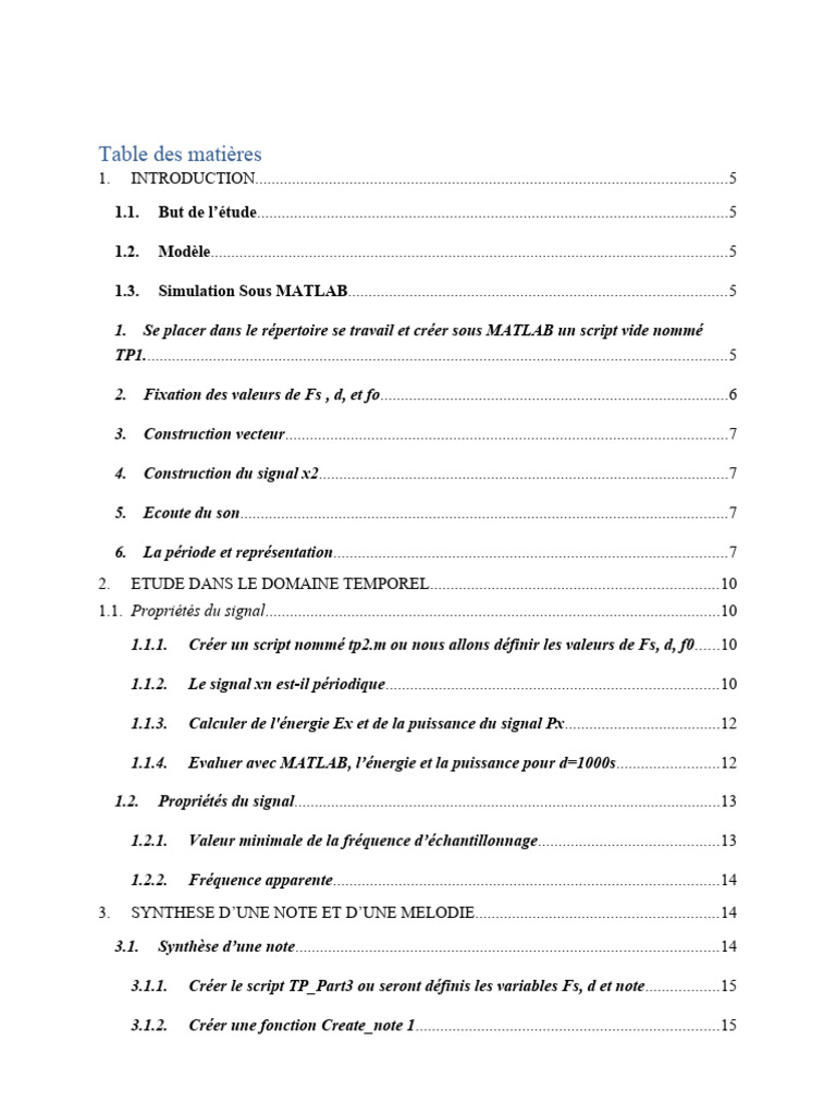 Simulation MATLAB : Synthèse et Filtrage Audio | PDF